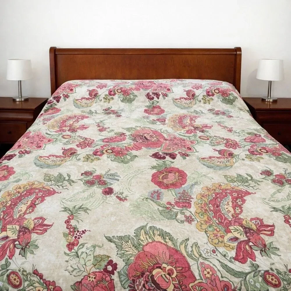 Pottery Barn Palampore Queen Duvet Cover Set 2 Pillowcase Floral Cotton Linen